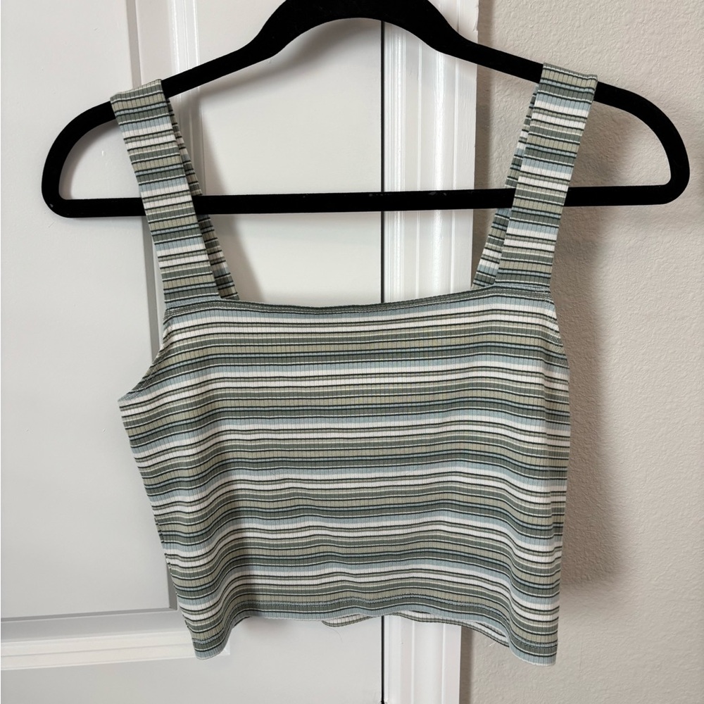 American Eagle—Striped Green and White Top